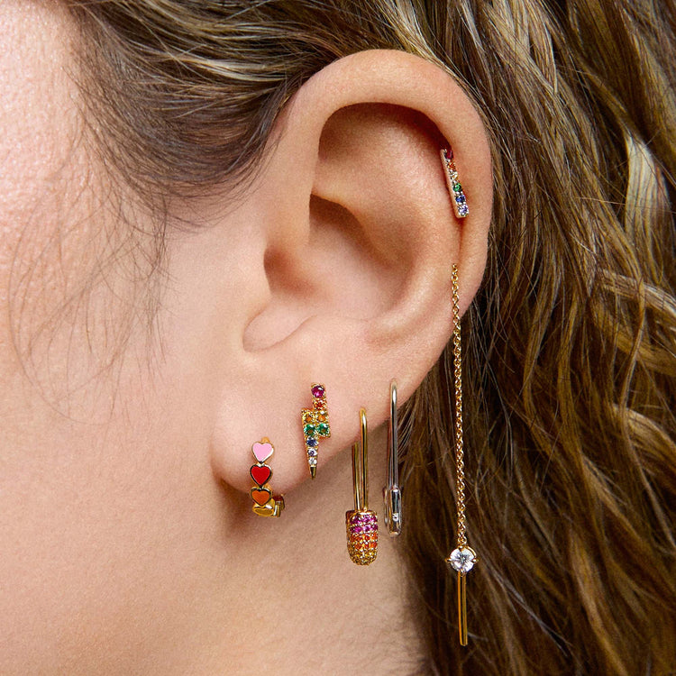 Rainbow Enamel Heart Hoops
