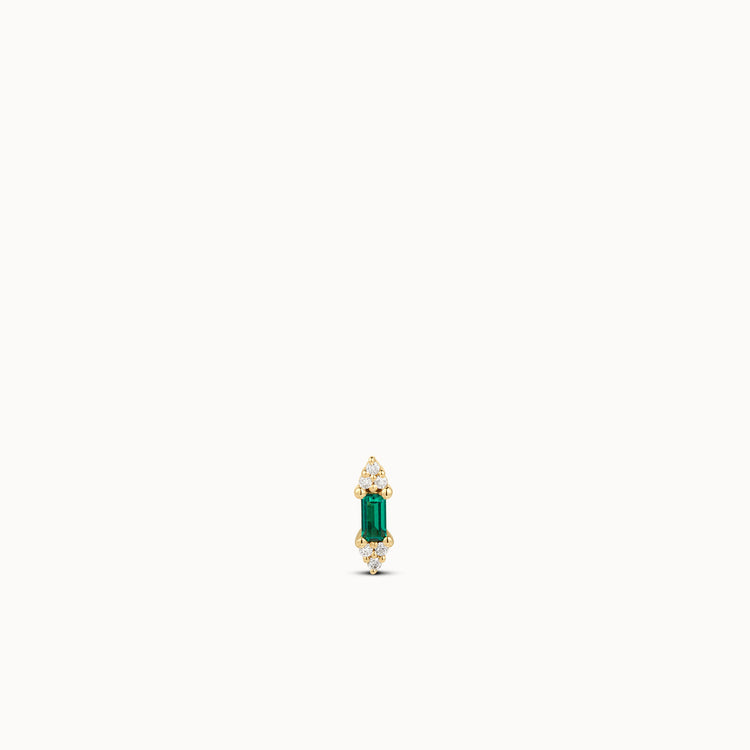 14k Emerald and Lab Grown Diamond Flat Back Stud
