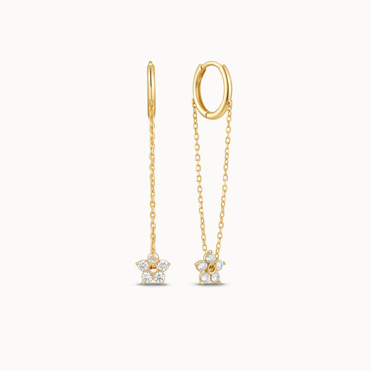 CZ Chain Bloom Hoops
