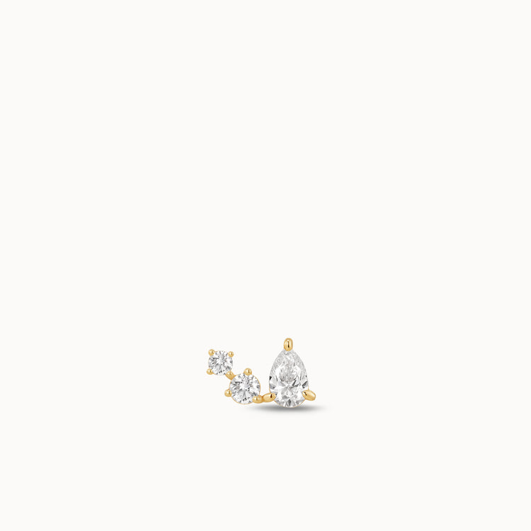 14k Lab Diamond Pear Cluster Flat Back Stud