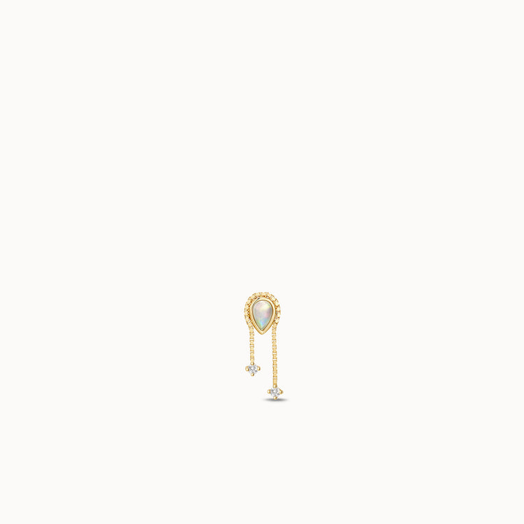14k Opal Lab Diamond Chain Flat Back Stud