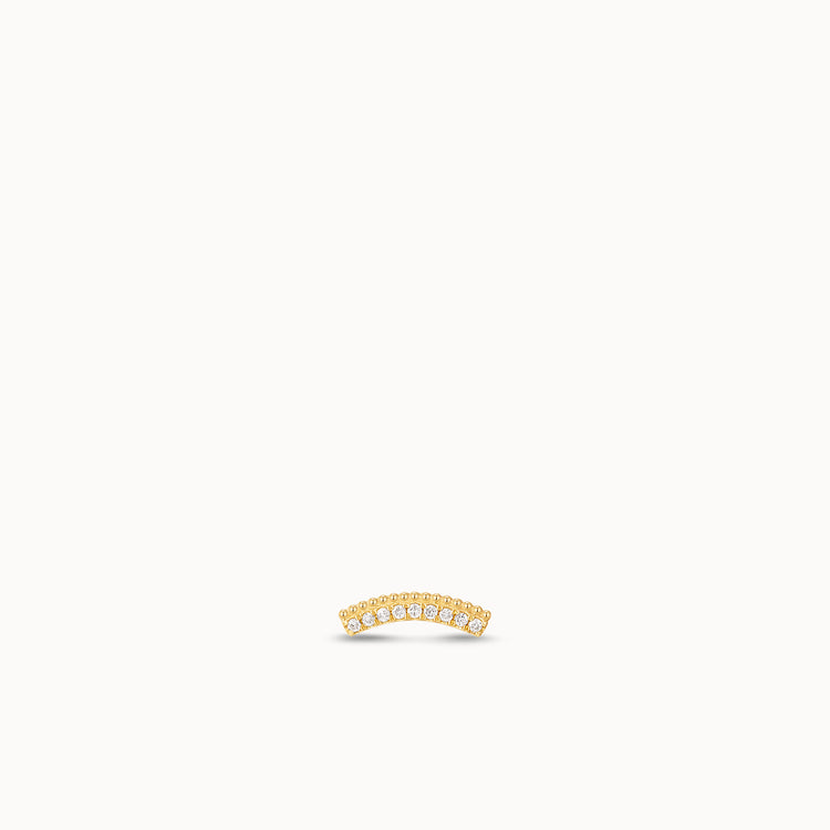 14k Lab Diamond Curved Beaded Bar Flat Back Stud