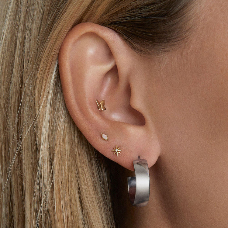 14k Butterfly Flat Back Stud