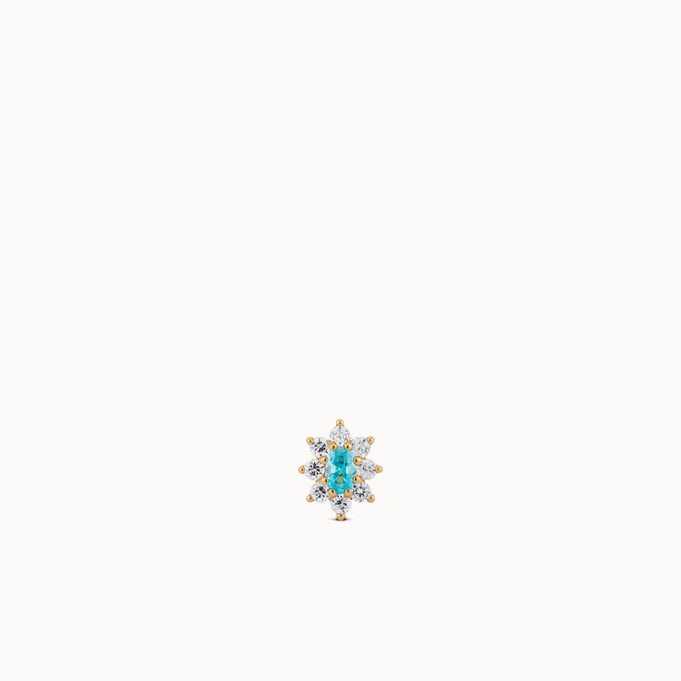 24k CZ Blue Flower Flat Back Stud