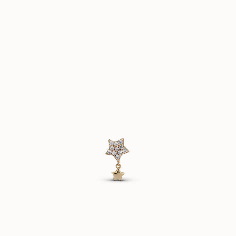 24k Titanium CZ Star Drop Flat Back Stud