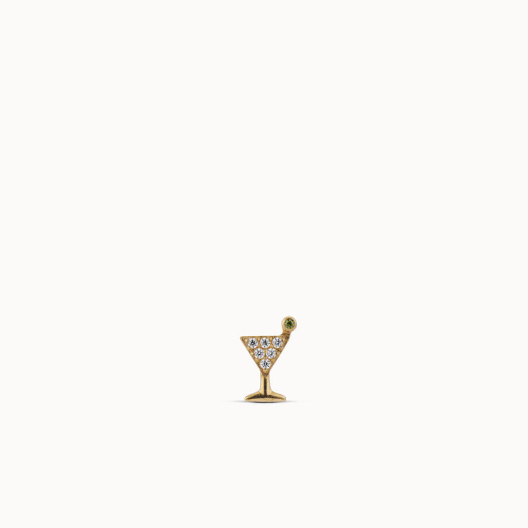 24k Titanium Martini Glass Flat Back Stud