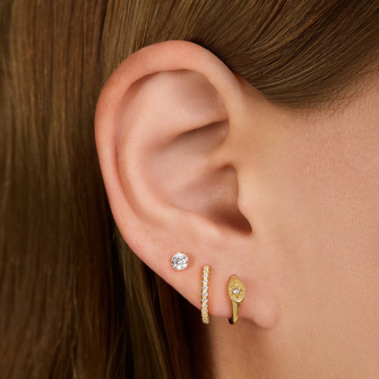 Starburst Signet Hoops