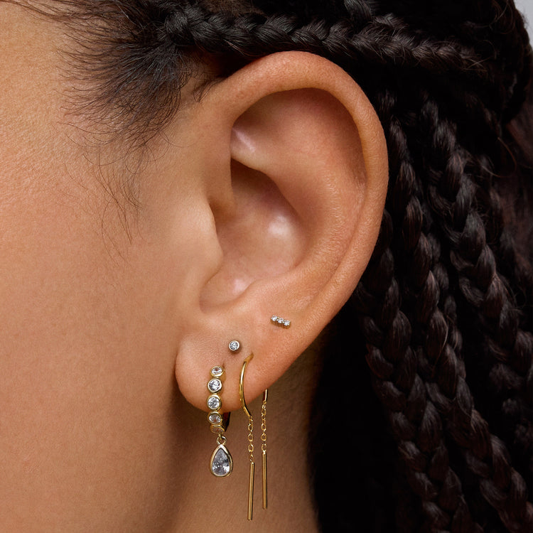 14k Lab Diamond Bezel Flat Back Stud - 2.5mm