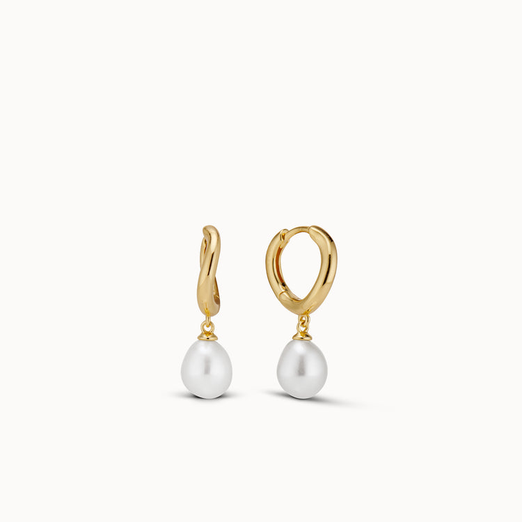 Baroque Pearl Drop Huggies