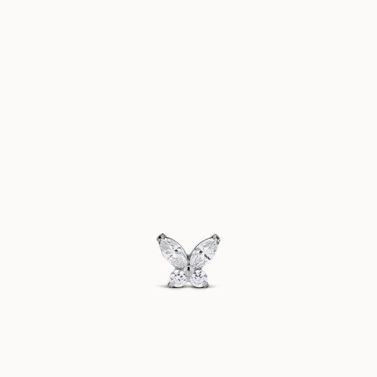 Titanium CZ Butterfly Flat Back Stud