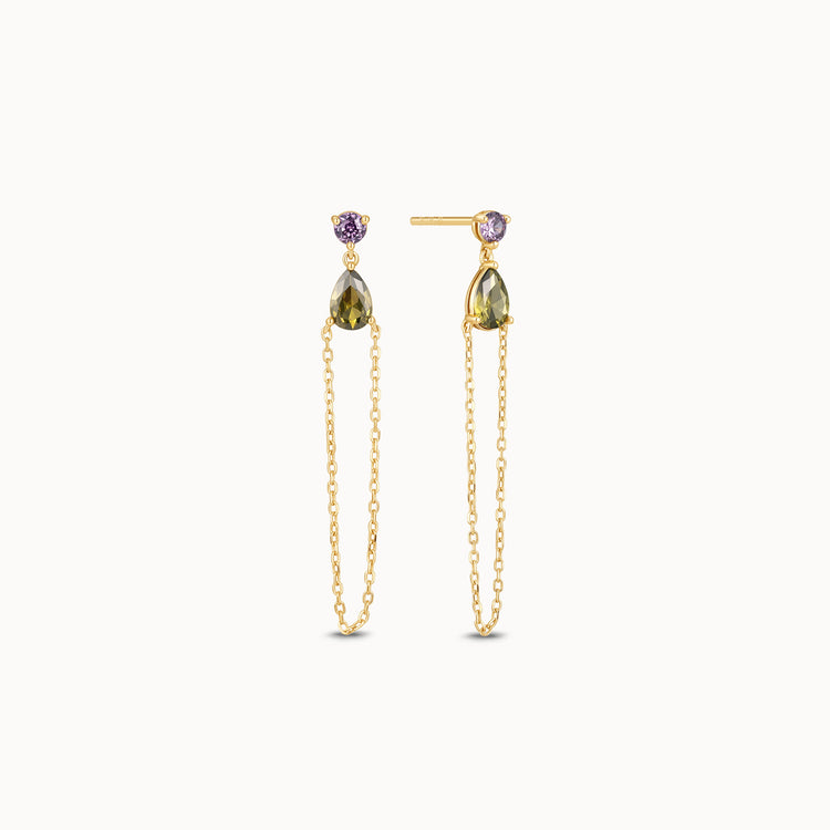 CZ Chain Drop Studs