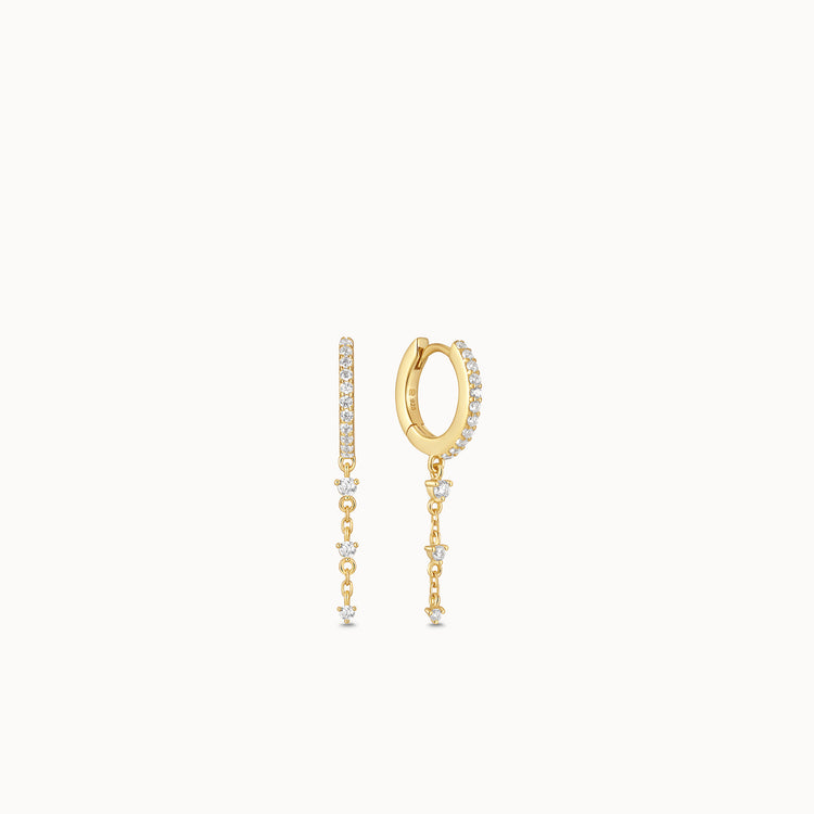 CZ Drop Chain Hoops