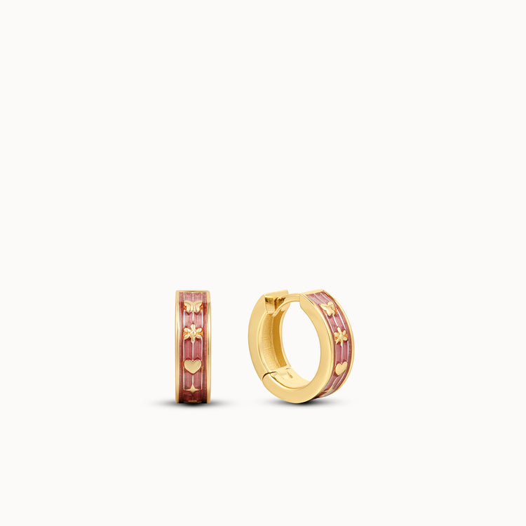 Symbolic Pink Enamel Huggies