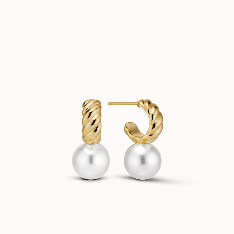 Pearl Drop Scalloped Hoops