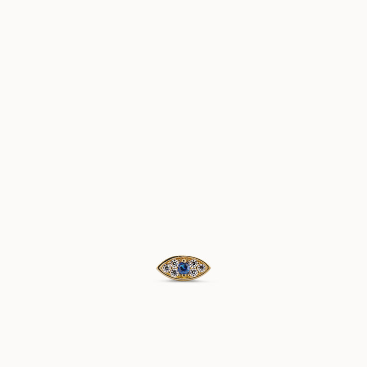 14k Gold Evil Eye Flat Back Stud