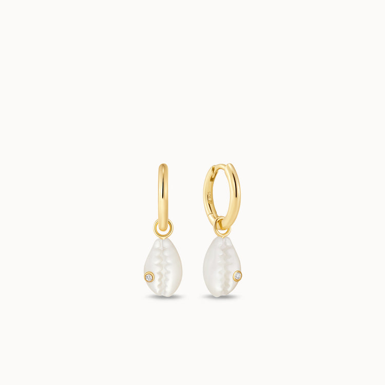 Shell CZ Charm Hoops