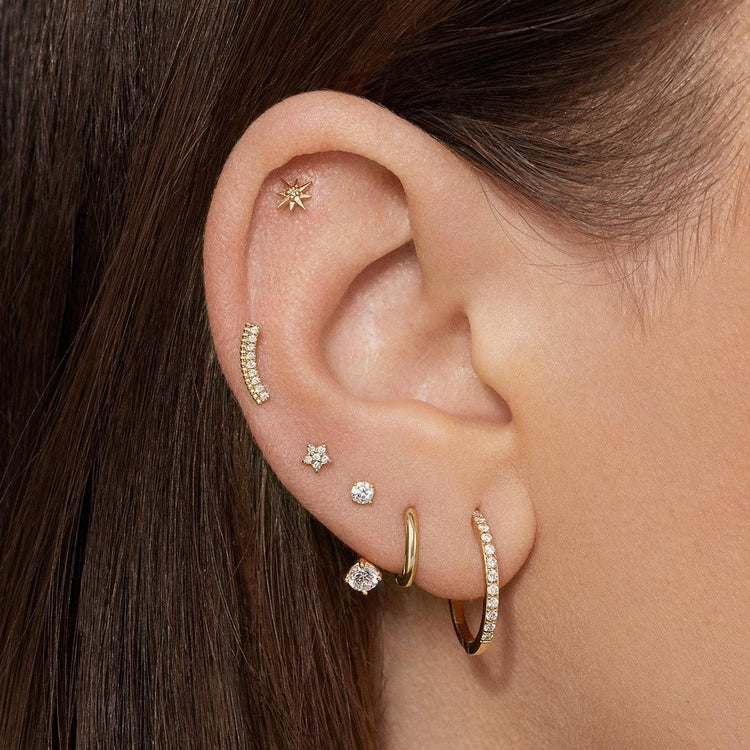 14k CZ C Hoops