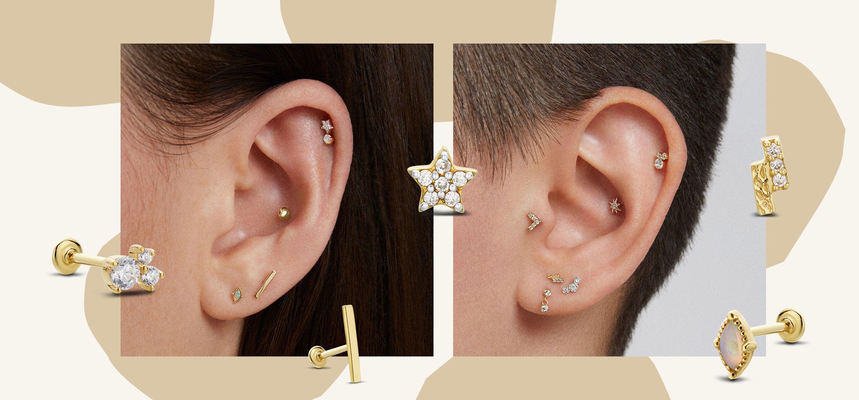 Flat Piercing Earring 14K Gold – sheraglobal