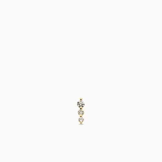 14k Lab Diamond Trio Flat Back Stud
