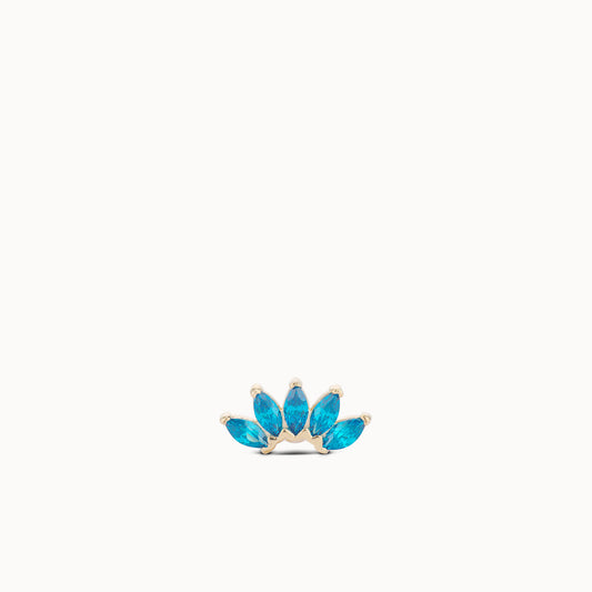 14k Blue Arch Marquis Flat Back Stud