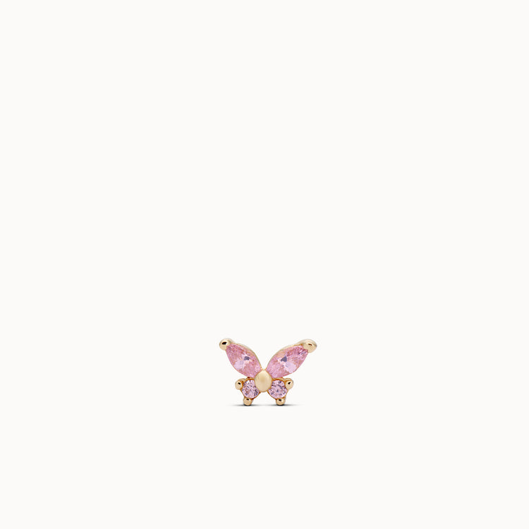 14k Pink Sapphire Butterfly Flat Back Stud