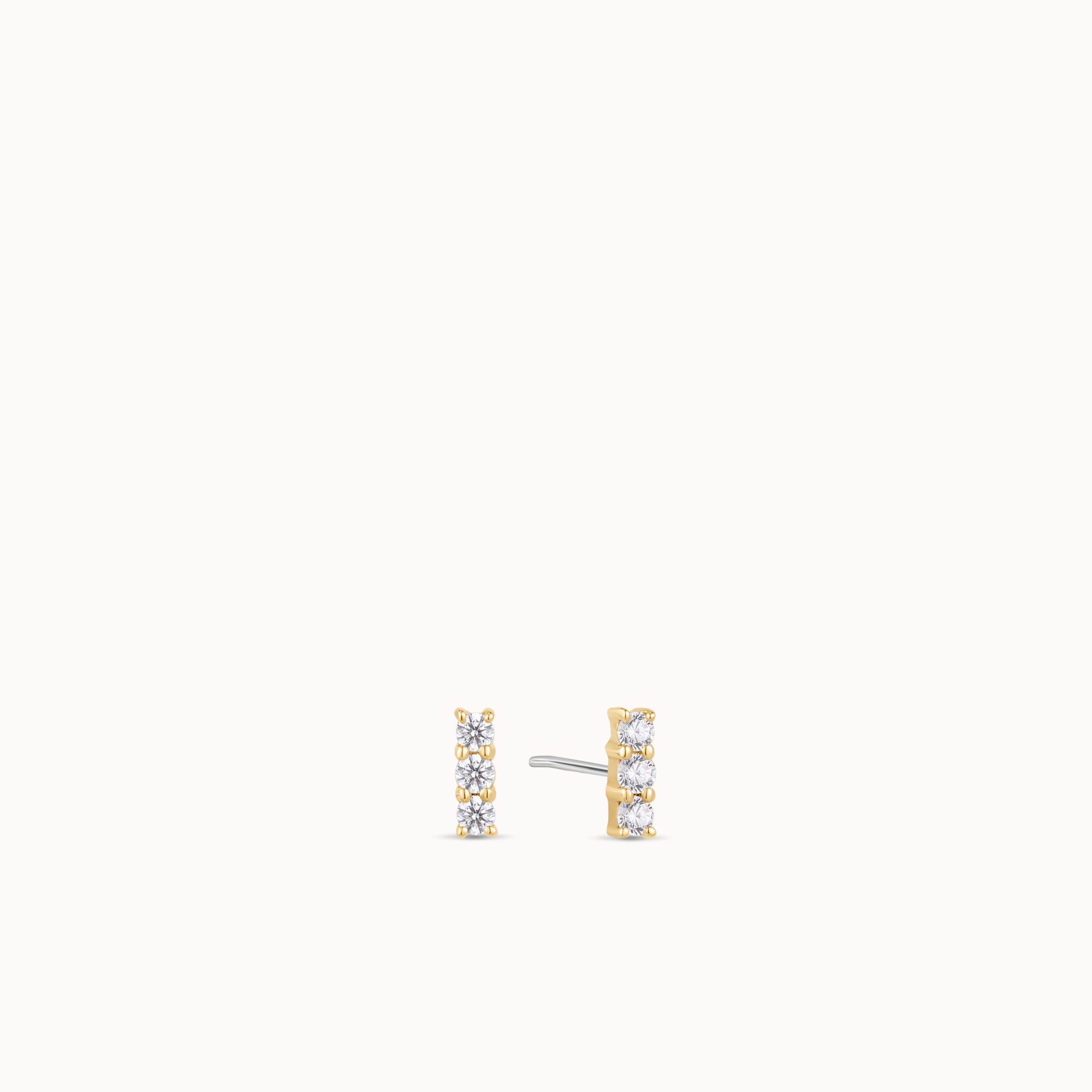 14k Trio Bar Flat Back Stud Hypoallergenic Earrings | Rowan