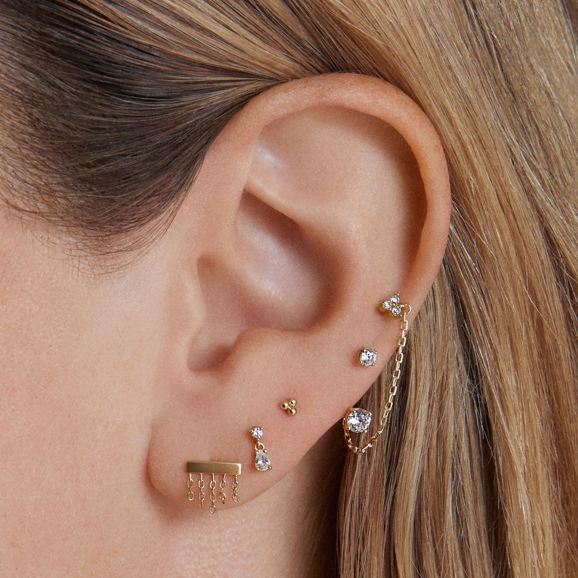 14k Diamond Pear Drop Flat Back Stud Hypoallergenic Earrings | Rowan