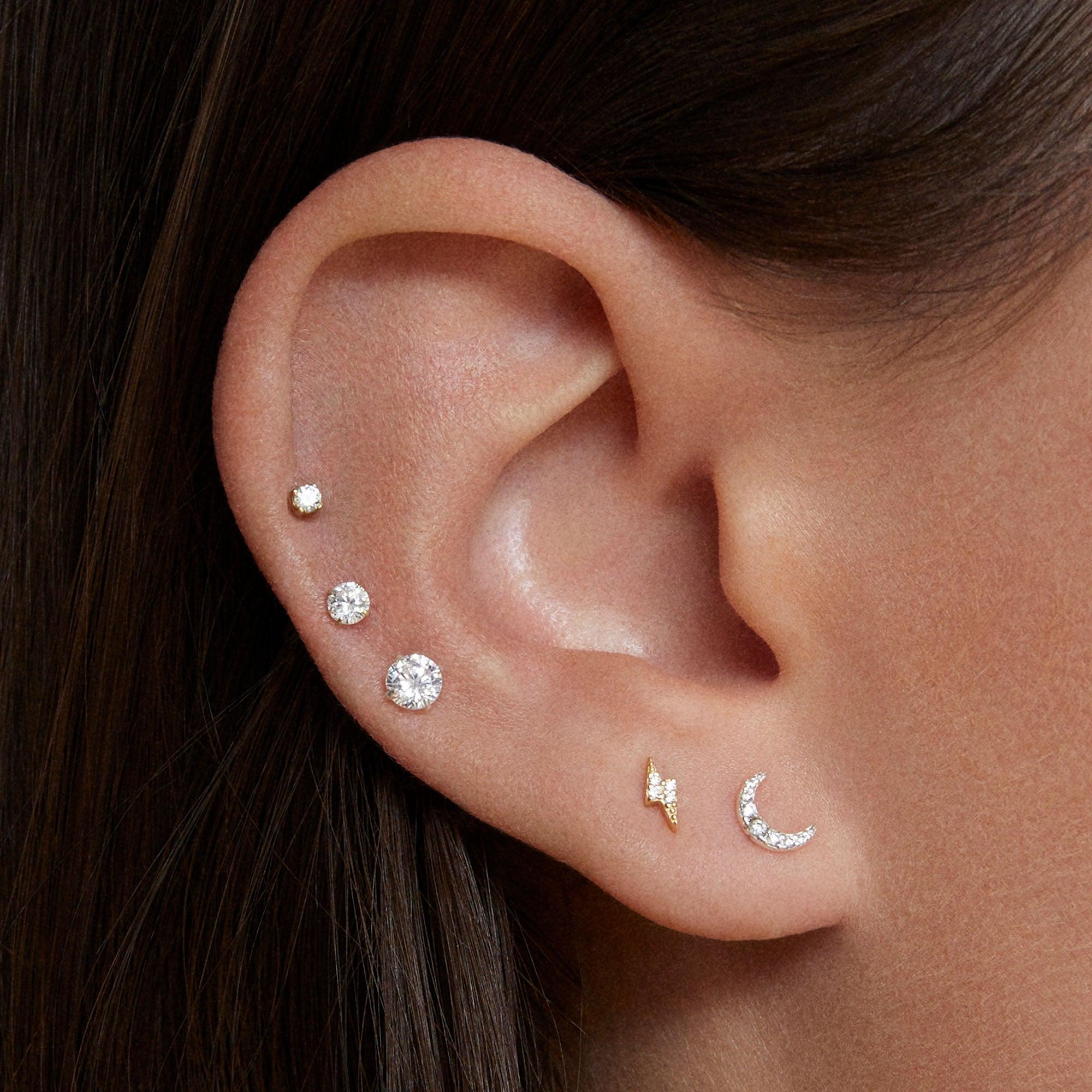 14k Crystal CZ Flat Back Stud Hypoallergenic Earrings | Rowan