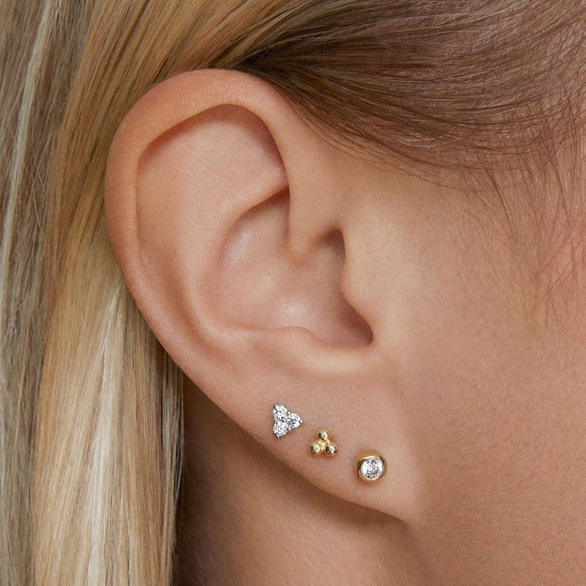 CZ Trinity Studs 4mm Hypoallergenic Earrings | Rowan