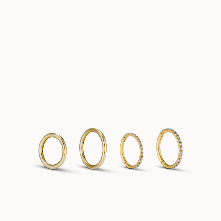 24k Solid + CZ Endless Hoop Bundle