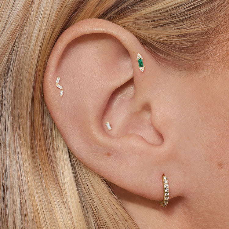 14k Triple Diamond Flat Back Stud