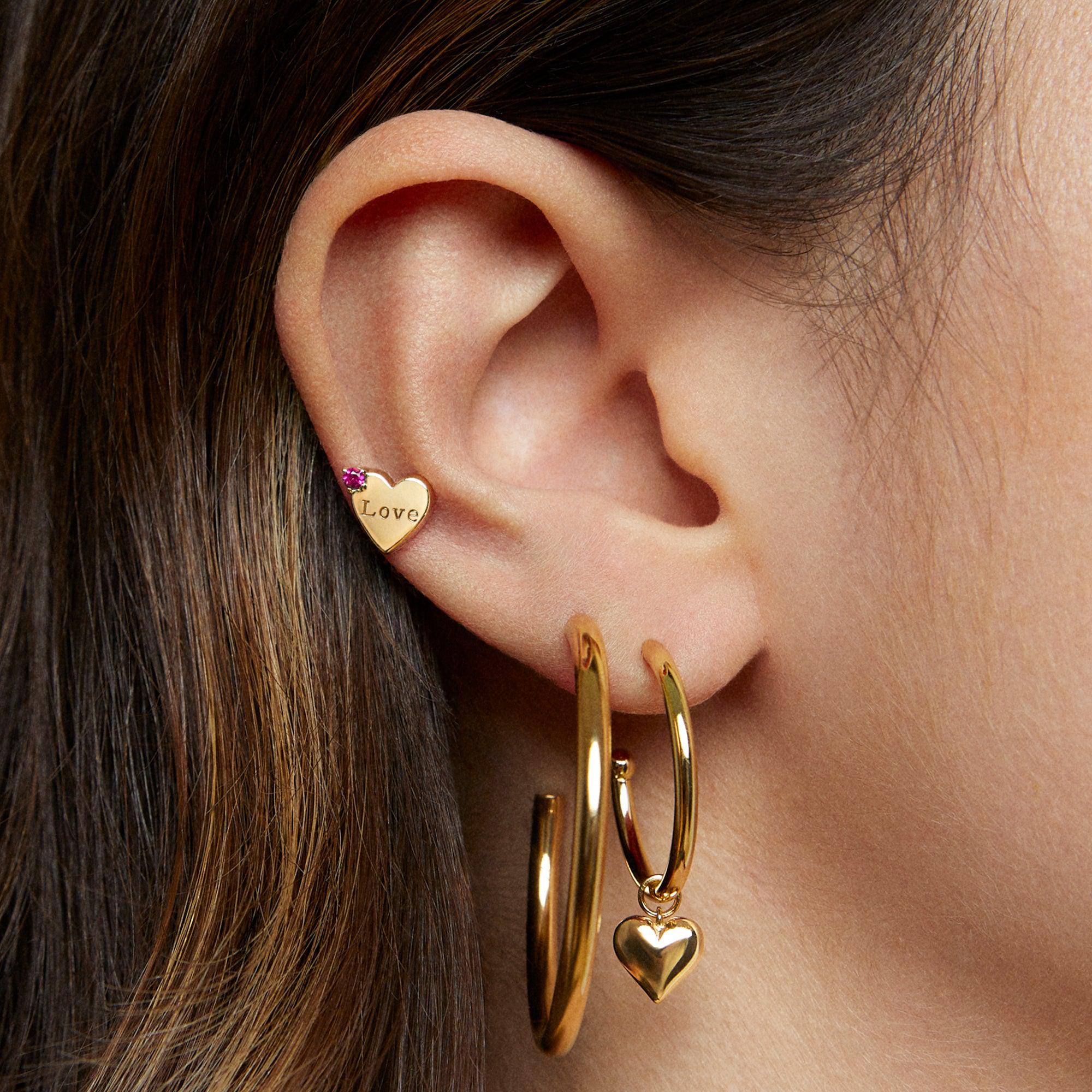 Love Charm Hoops Hypoallergenic Earrings | Rowan