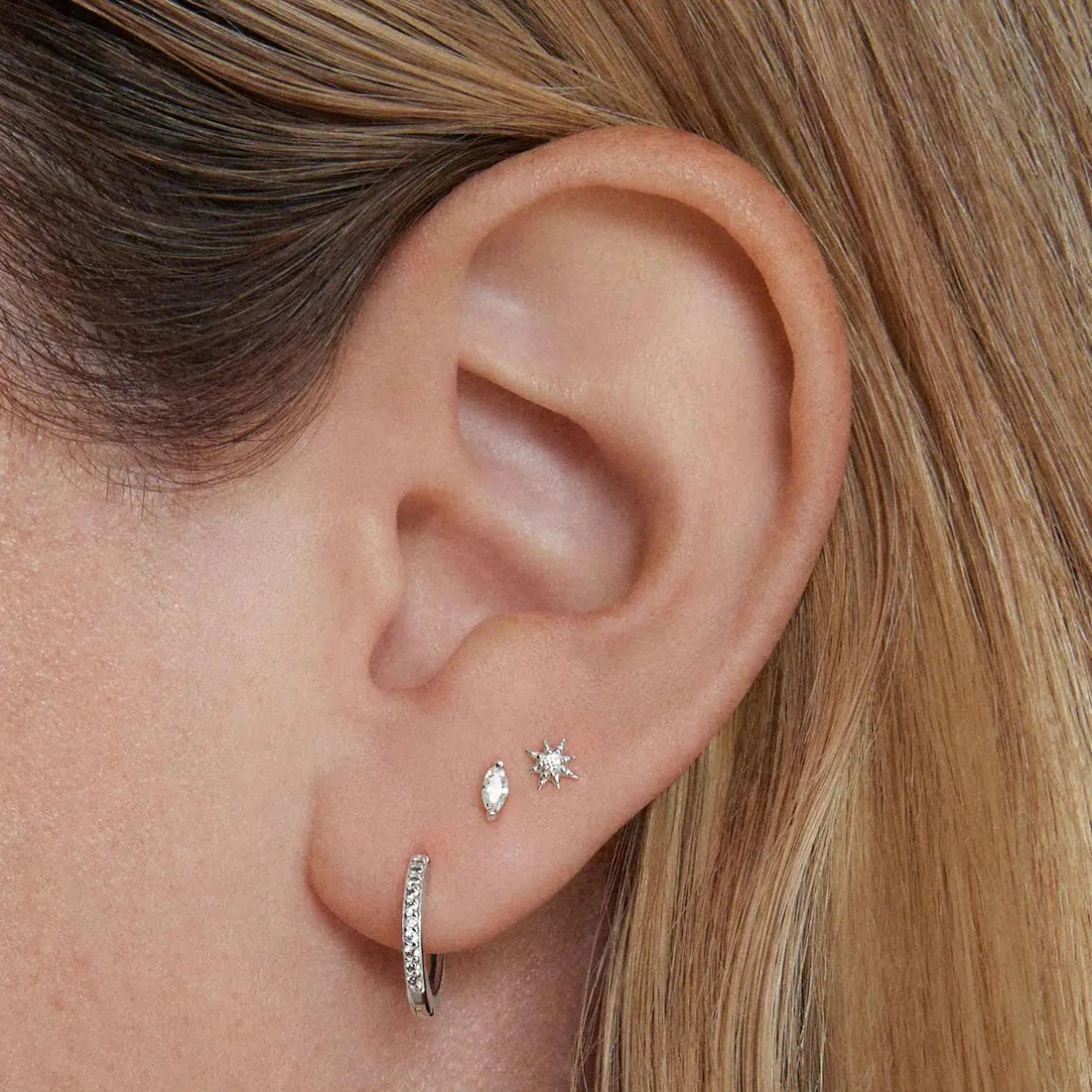 Crystal Marquise Flat Back Stud Hypoallergenic Earrings | Rowan