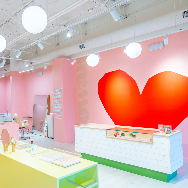 Interior of Rowan ear-piercing studio at Central Park in Austin Texas