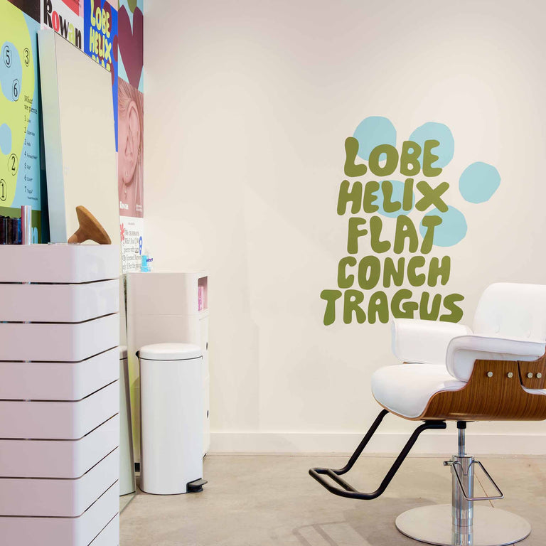 Interior of Rowan ear-piercing studio