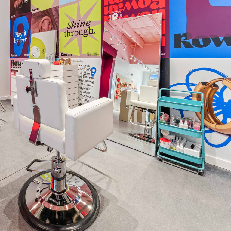 Interior of Rowan ear-piercing studio