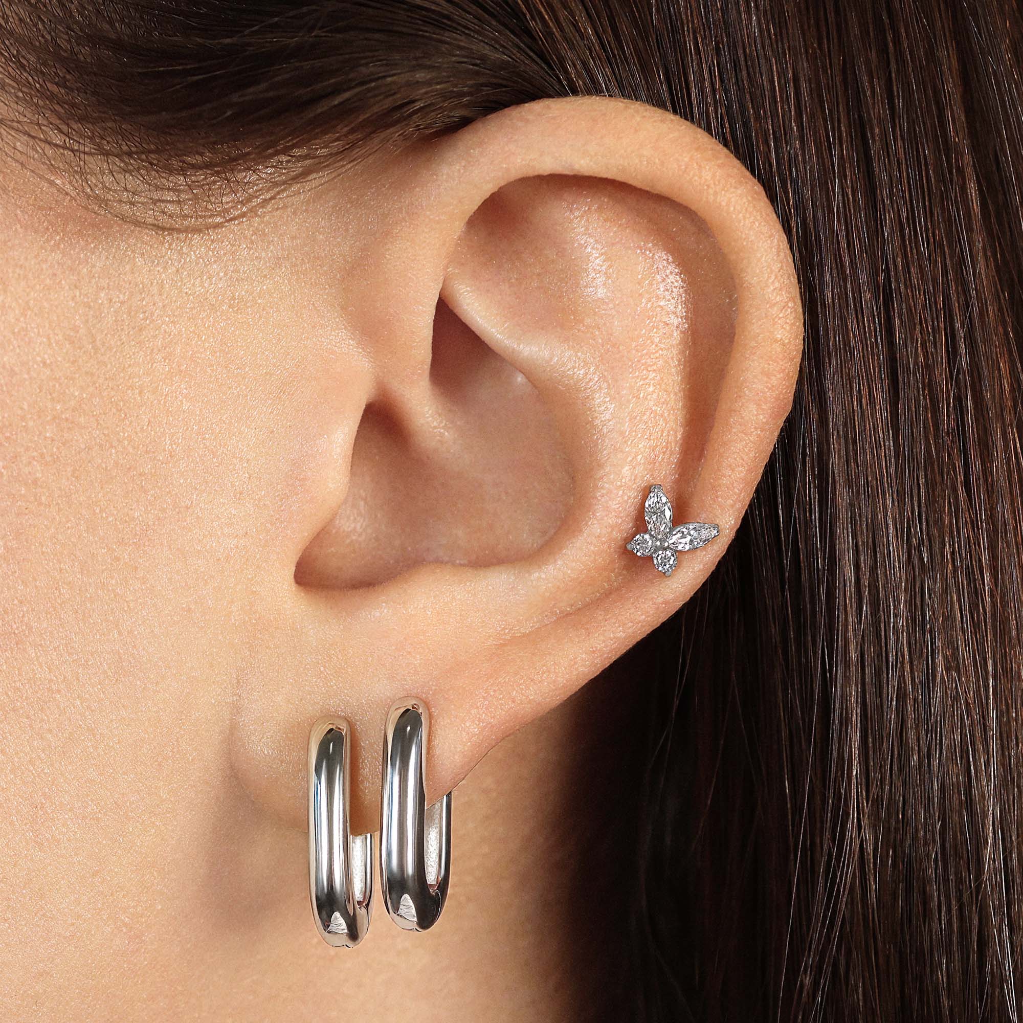 Titanium CZ Butterfly Flat Back Stud