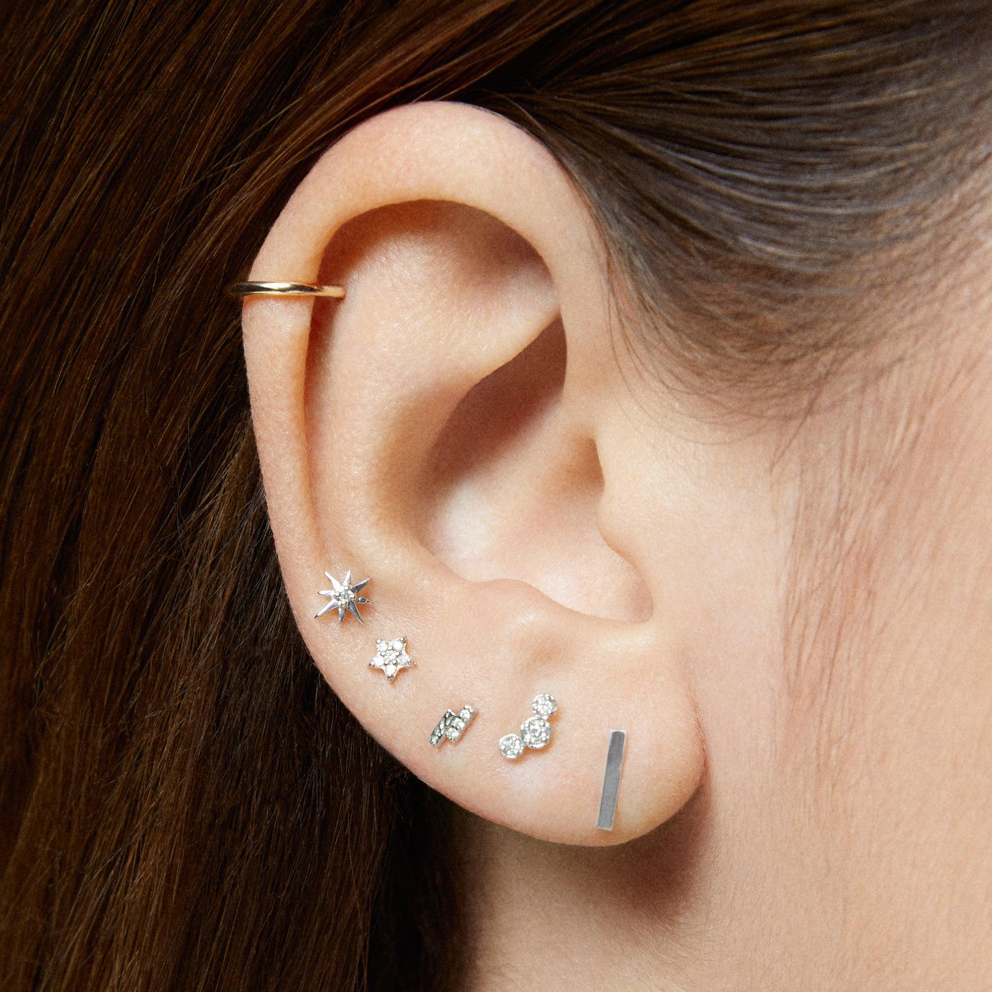 14k Flat Back Diamond Star Stud Hypoallergenic Earrings | Rowan