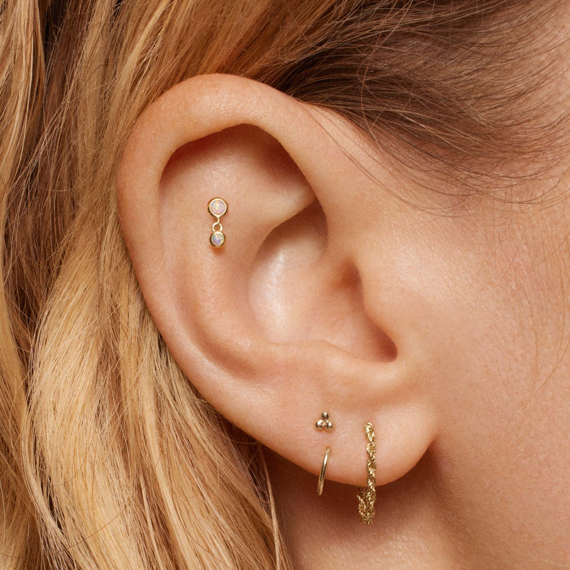 14k Ball Trinity Flat Back Stud Hypoallergenic Earrings | Rowan