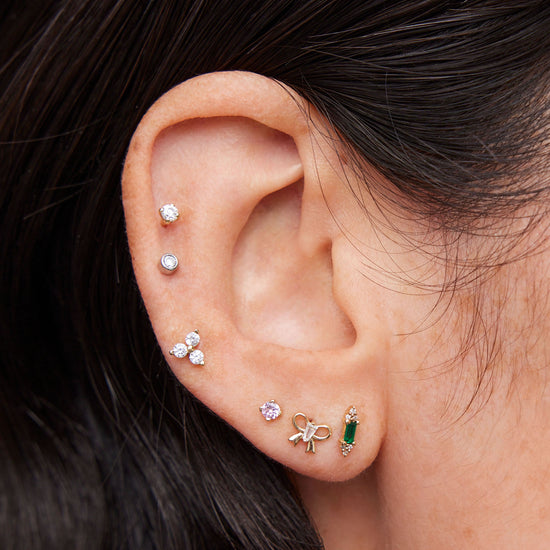 14k Rose CZ Flat Back Stud Hypoallergenic Earrings Rowan