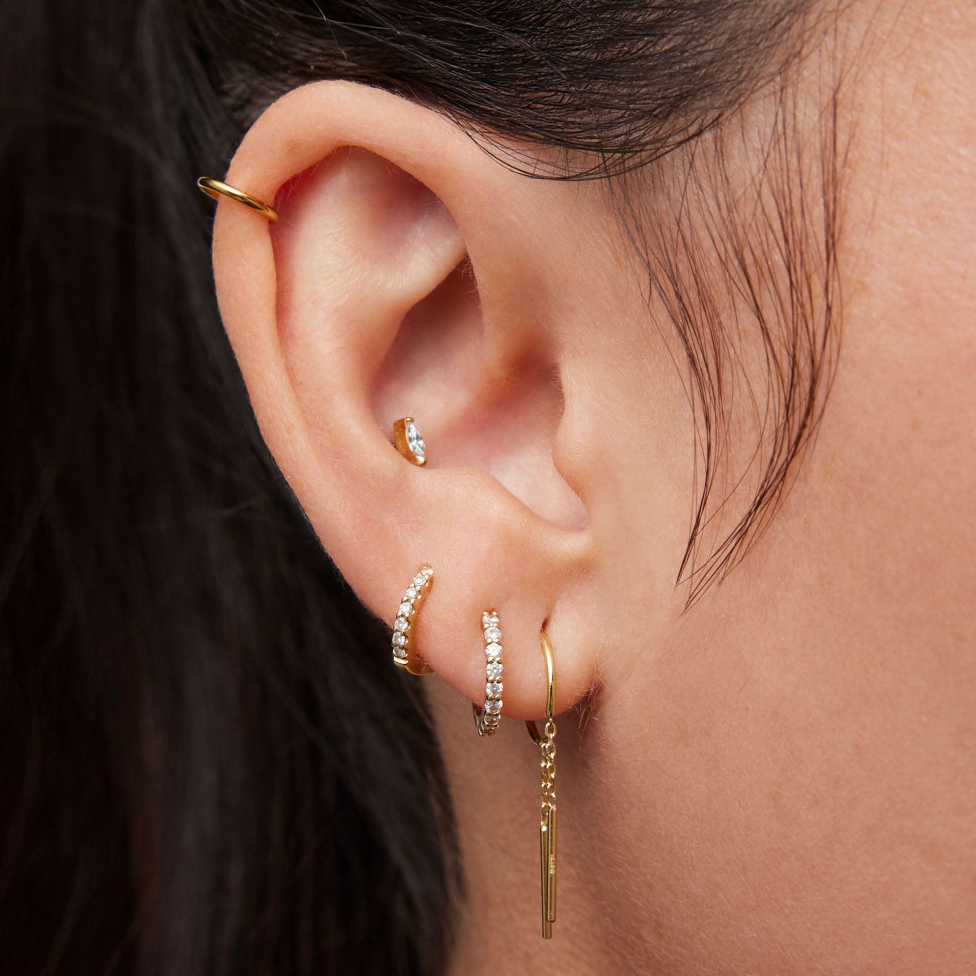 24k Crystal Marquise Flat Back Stud Hypoallergenic Earrings | Rowan