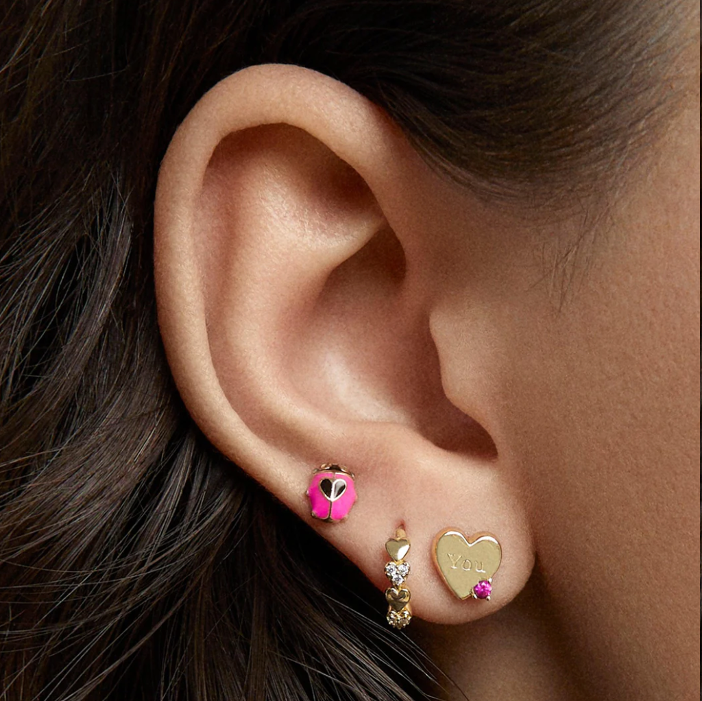 Pavé Heart Hoops Hypoallergenic Earrings | Rowan