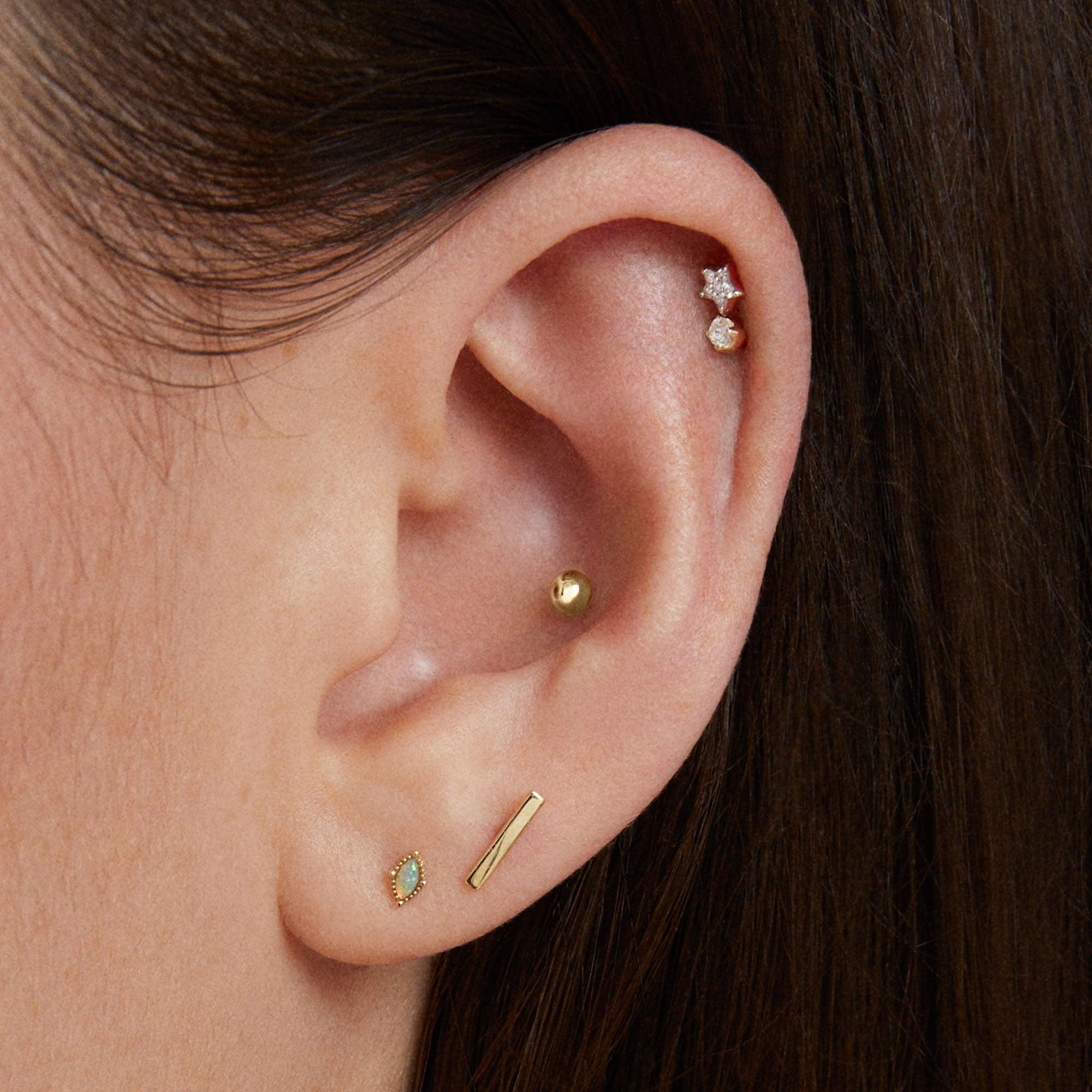 14k Flat Back Diamond Star Stud Hypoallergenic Earrings | Rowan