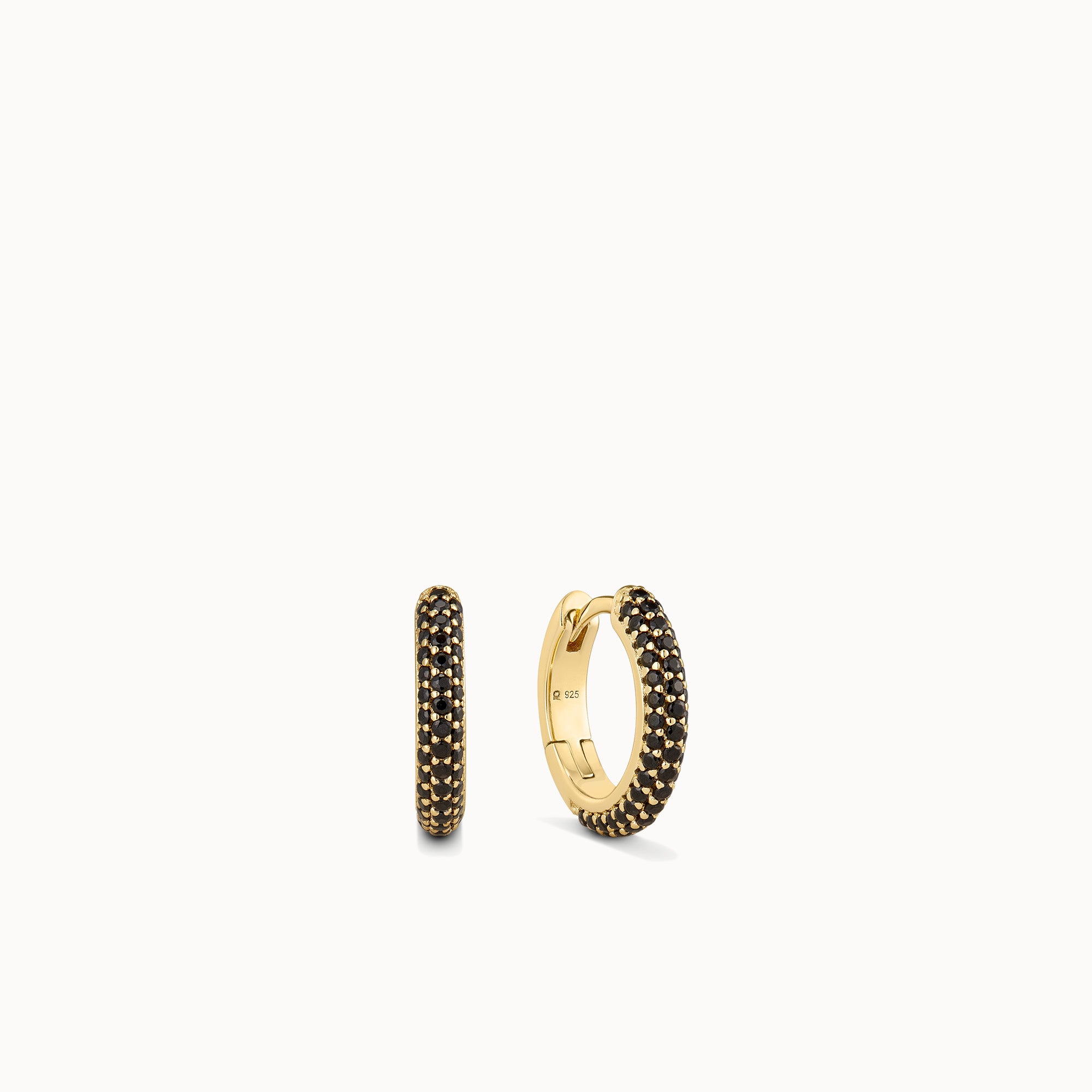 Black Pave CZ Huggies Hypoallergenic Earrings | Rowan