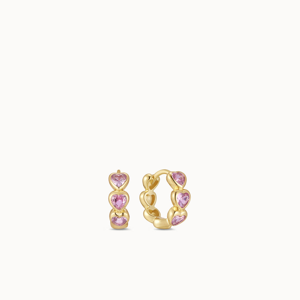 Bubblegum Heart CZ Huggies | Rowan, Inc.