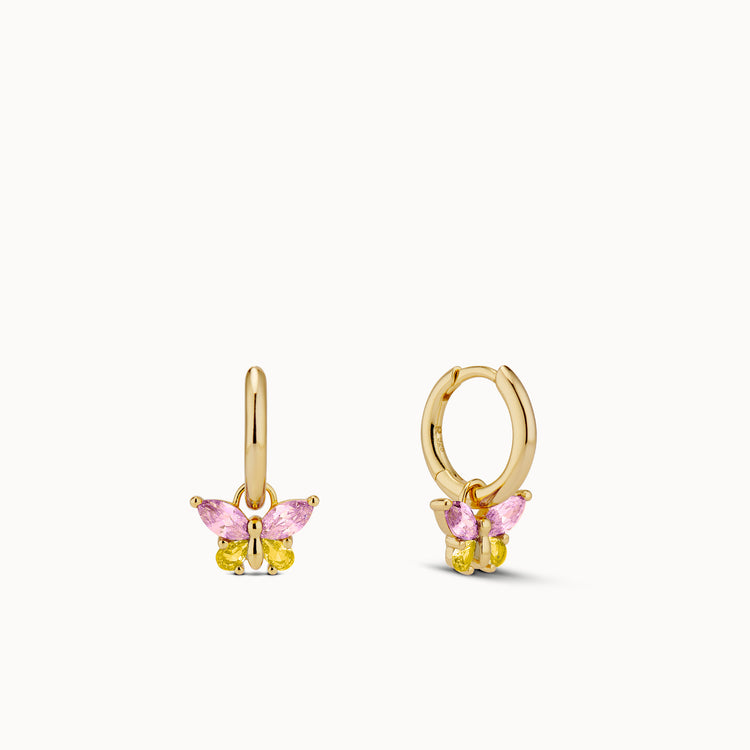 つきMelissaJoyManningLongOval Hoops(片耳) Butterfly CZ Charm Hoops Hypoallergenic Earrings | Rowan