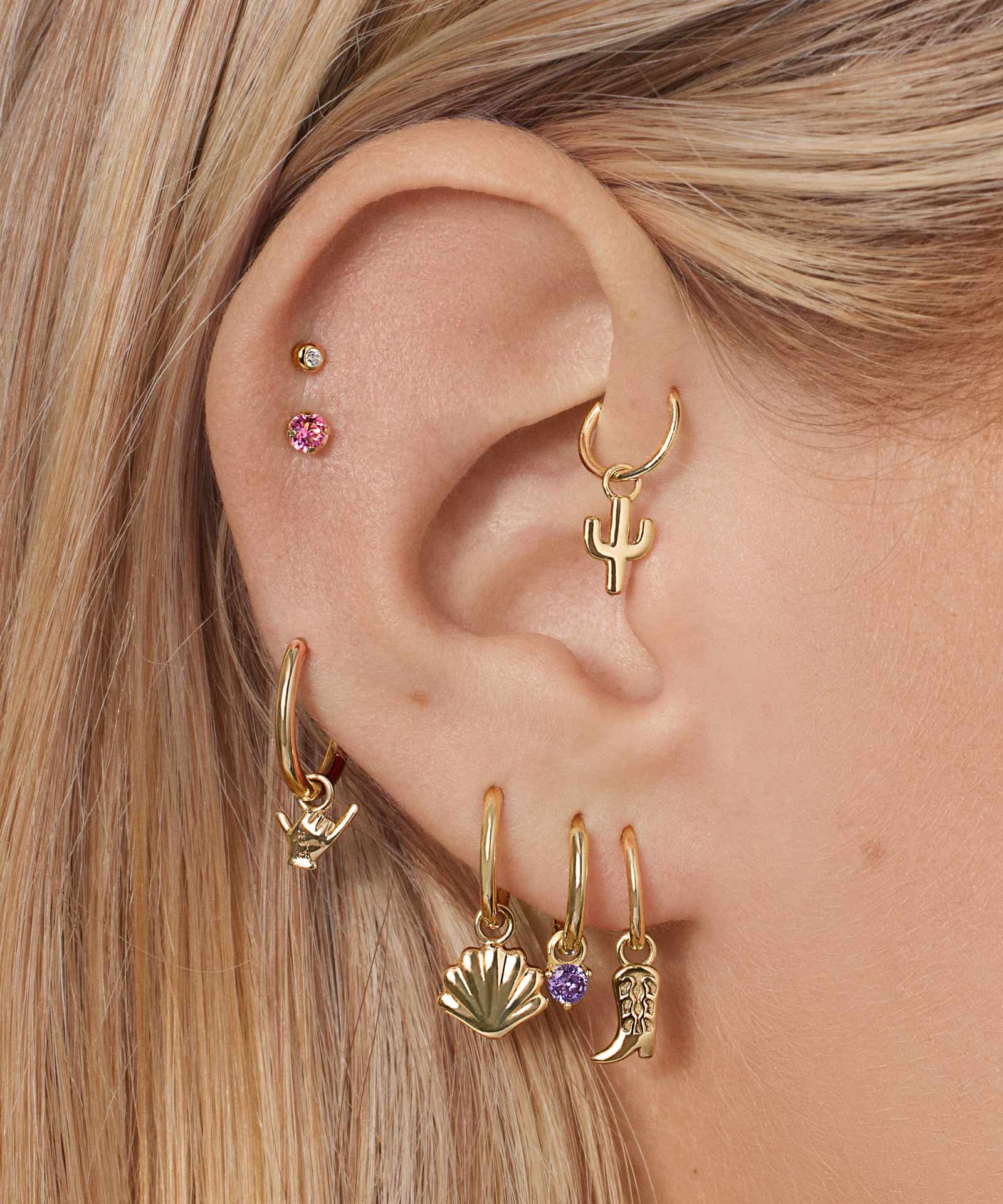 Star and Moon Double Piercing Threader Earrings - 14k Gold Filled – Austin  Down to Earth