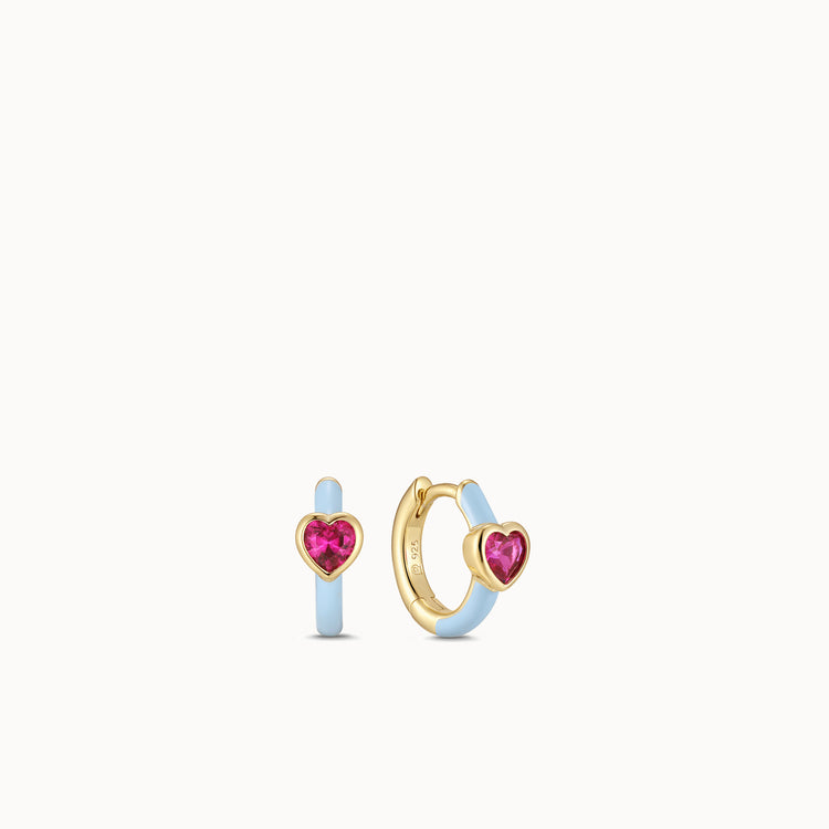 Cotton Candy CZ Heart Huggies