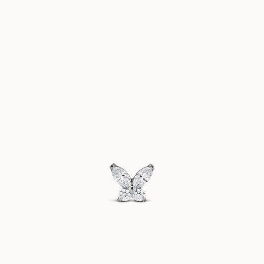 Titanium CZ Butterfly Flat Back Stud