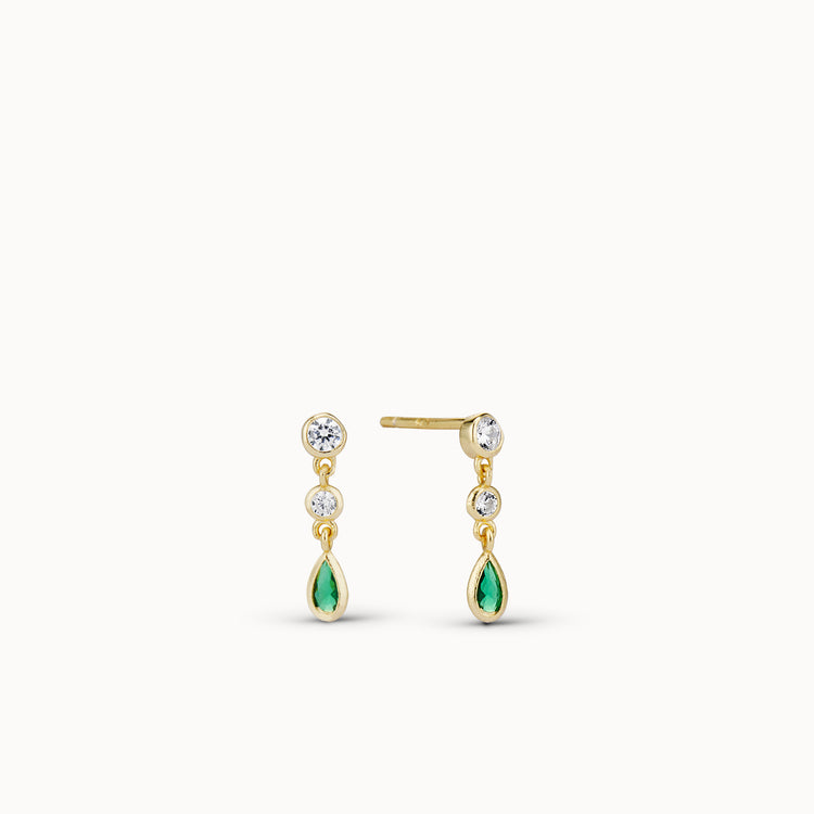 Emerald CZ Drop Studs